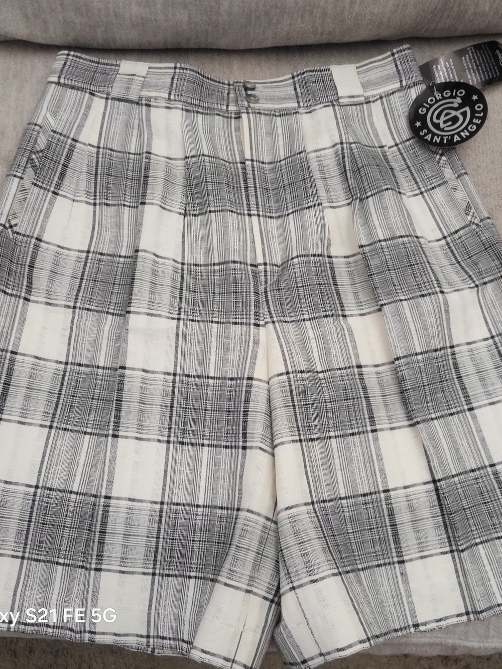 Giorgio Sant'Angelo Women’s Black & White Plaid Bermuda Shorts
